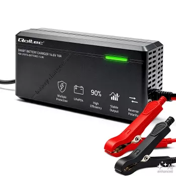Qoltec 52670 LiFePO4-accuoplader 12V 10A intelligent laden met LED-indicatoren