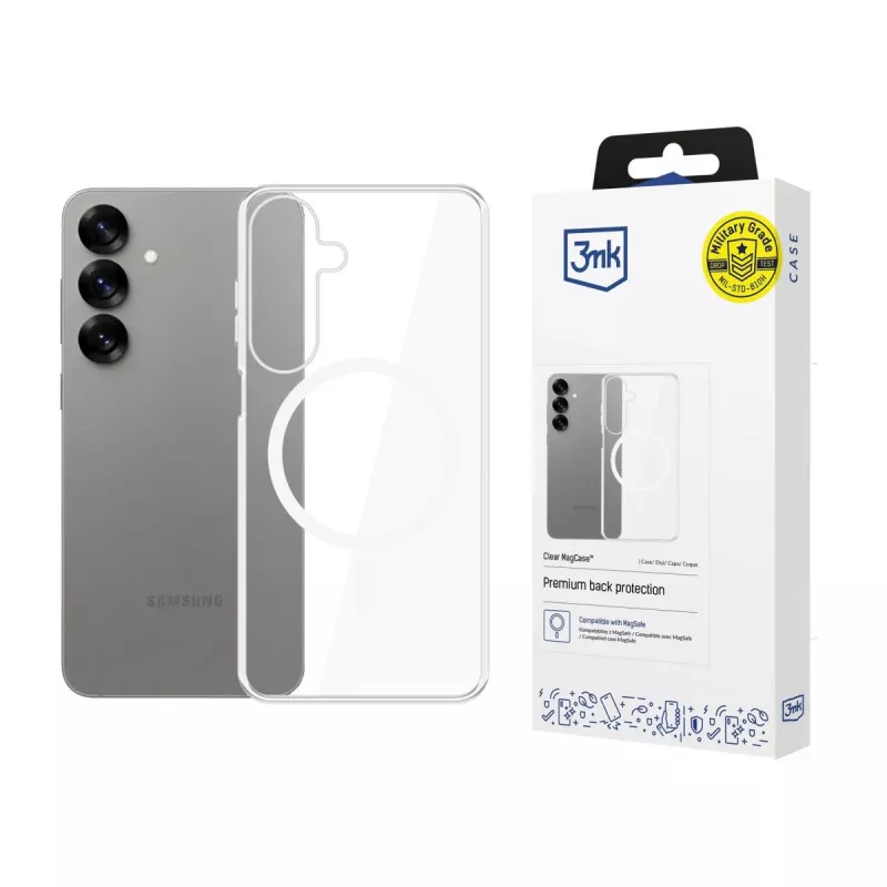 3mk Clear MagCase Samsung Galaxy S25 transparante MagSafe telefoonhoes