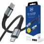 3mk Hyper Cable N-SERIES USB-C naar Micro-USB 3m QC 3.0 10W zwart