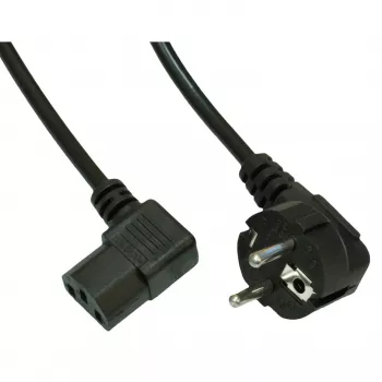 Akyga AK-PC-02A haakse netkabel, CEE 7/7 naar IEC C13 90°, 1,5 m, zwart