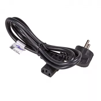 Akyga AK-PC-02A haakse netkabel, CEE 7/7 naar IEC C13 90°, 1,5 m, zwart