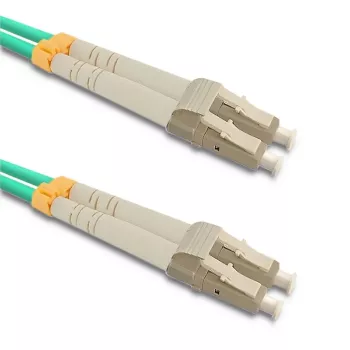 Qoltec 5m LC/UPC naar LC/UPC duplex multimode OM3 glasvezel-patchkabel, turquoise