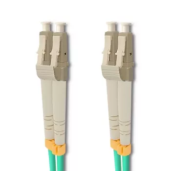 Qoltec 5m LC/UPC naar LC/UPC duplex multimode OM3 glasvezel-patchkabel, turquoise