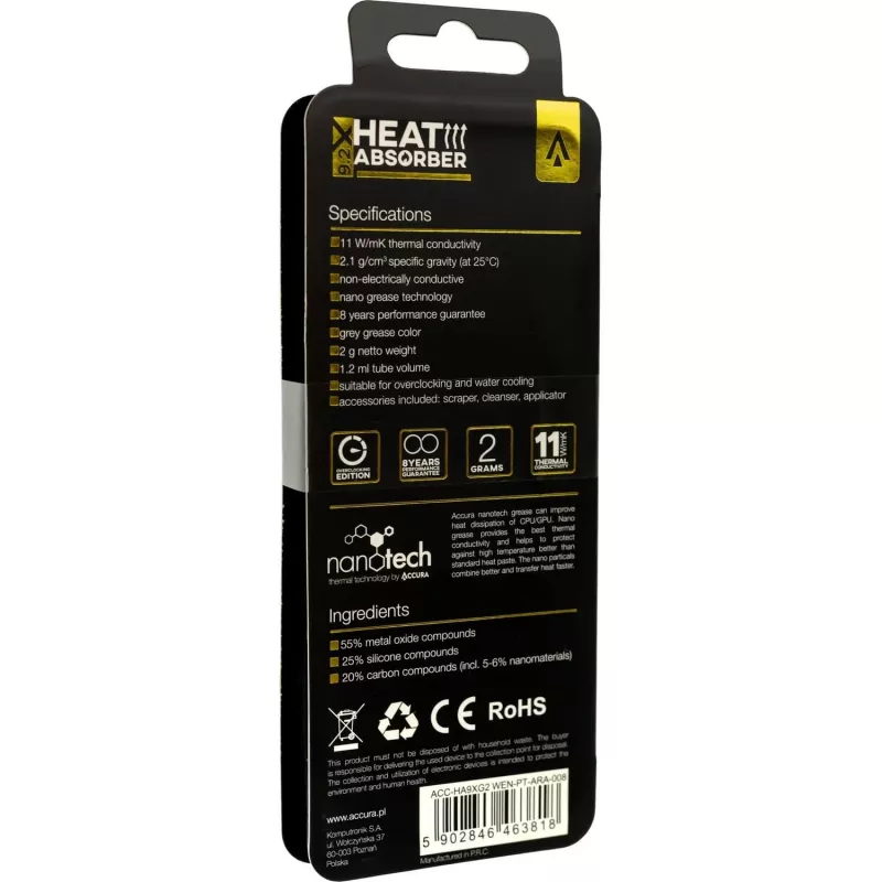 Accura Heat Absorber 9.2X grijs set 2 g warmtegeleidingspasta