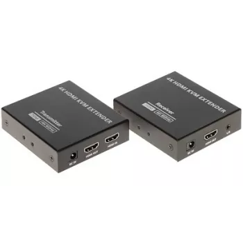 HDMI + USB KVM-extender via IP, 4K@30Hz, 120m, PoE, IR, metaal
