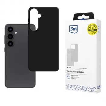 3mk Matt Case Samsung Galaxy S25 – slanke TPU-achterkanthoes met Absorber125™ valbeveiliging, matte zwarte anti-vingerafdruk-oppervlakte