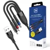 3mk Hyper Cable N-SERIES 3-in-1 USB-A naar USB-C/Lightning/MicroUSB 1,2m 9V/2A 18W zwart