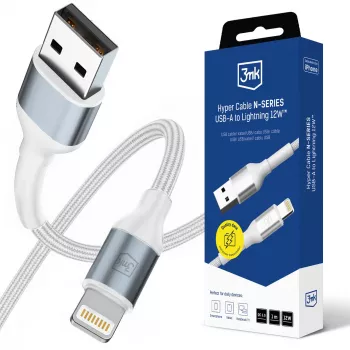 3mk Hyper Cable N-SERIES USB-A naar Lightning 1m QC 3.0 5V/2.4A 12W wit
