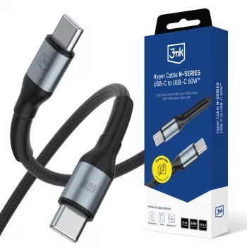 3mk Hyper Cable N-SERIES USB-C naar USB-C 2m 60W zwart