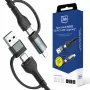 3mk Hyper Cable N-SERIES USB-A/USB-C naar USB-C/Lightning 1,2 m 9V/2A 60W zwart