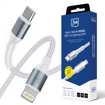 3mk Hyper Cable N-SERIES USB-C naar Lightning 0,5m PD 3.0 9V/3A 27W wit