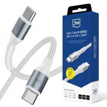 3mk Hyper Cable N-SERIES USB-C naar USB-C 2m PD 3.0 QC 3.0 20V/5A 100W wit