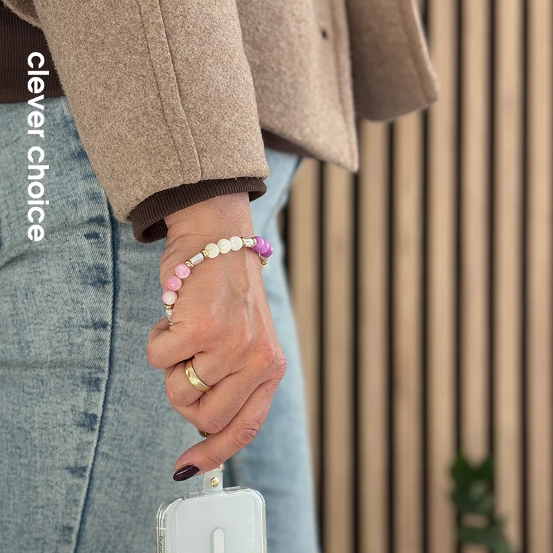 Crong telefoonhanger met pastelparels – universeel polsbandje voor smartphones