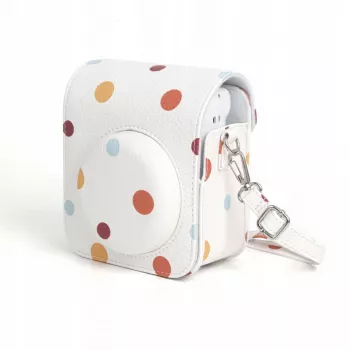 LOVEINSTANT Polka Dot PU-lederen etui voor Fujifilm Instax Mini 12, afneembare draagriem, magneetsluiting