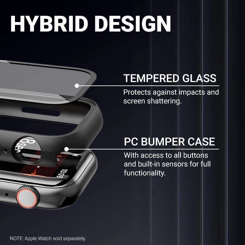 Crong Hybrid Watch Case met gehard glas voor Apple Watch 40mm - Starlight