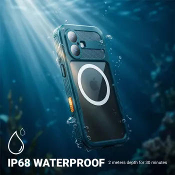 Crong Seal Cover waterdichte hoes IP68 voor iPhone 16 Pro (zwart)