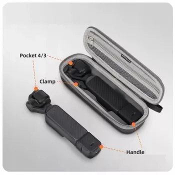 SUNNYLIFE Hardcase met karabijnhaak voor DJI Osmo Pocket 4 / 3 - grijs