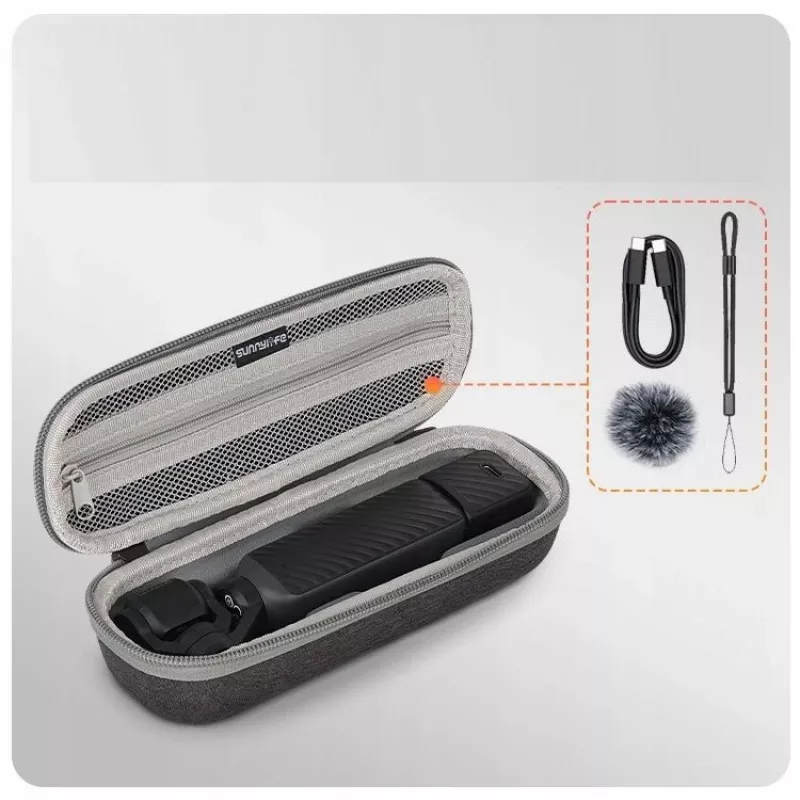 SUNNYLIFE Hardcase met karabijnhaak voor DJI Osmo Pocket 4 / 3 - grijs