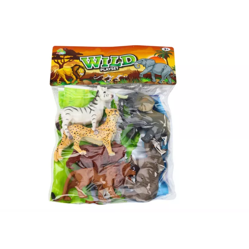 LEAN TOYS Set van 6 wilde dierfiguren, olifant, leeuw, neushoorn, tijger, zebra, giraffe