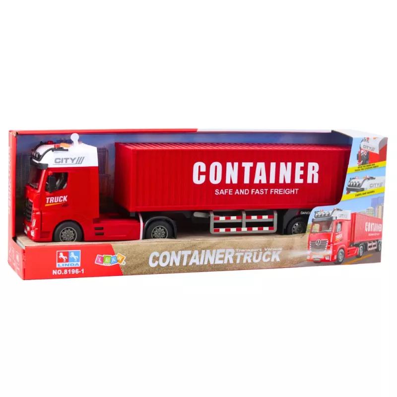 LEAN TOYS Transportvrachtwagen met container licht geluid rood