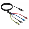 Accura 8-in-1 multi-oplaadkabel USB-A/USB-C naar 2x USB-C, Lightning, Micro USB, 3.0A, 1,2m, zwart