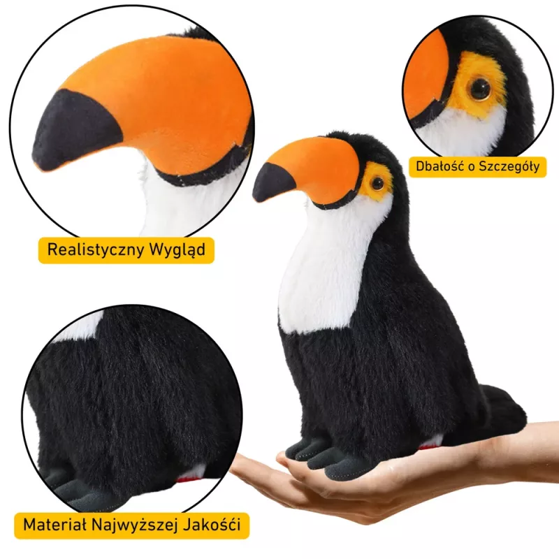 LEAN TOYS Pluche Toekan Vogel Knuffel Mascotte Knuffeldier Wit 30cm