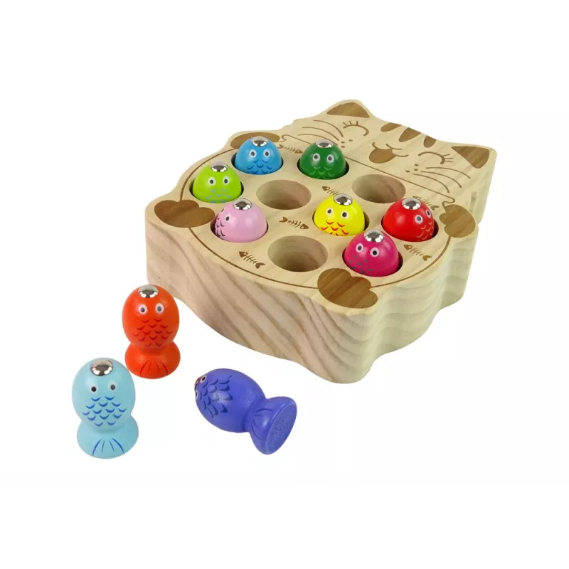 LEAN TOYS houten hengelspel met 2 hengels katjes