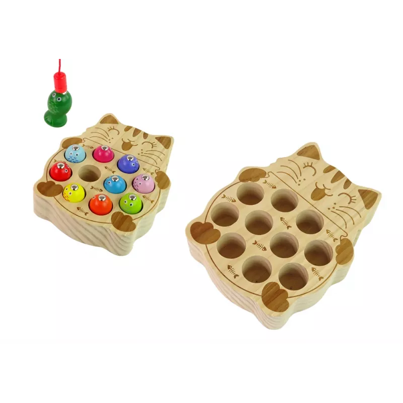 LEAN TOYS houten hengelspel met 2 hengels katjes