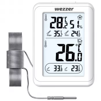 Levenhuk Wezzer SN10 sauna-thermometer met hygrometer, analoge wijzerplaat, houten behuizing, wandmontage