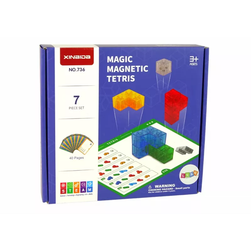 LEAN TOYS Magic Magnetic Cube 7 Elements - magnetische 3D-puzzel, 7 delen, meerkleurig, educatief speelgoed vanaf 6 jaar