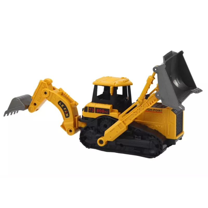 LEAN TOYS rupsgraafmachine bouwvoertuig met 2 scheppen geel
