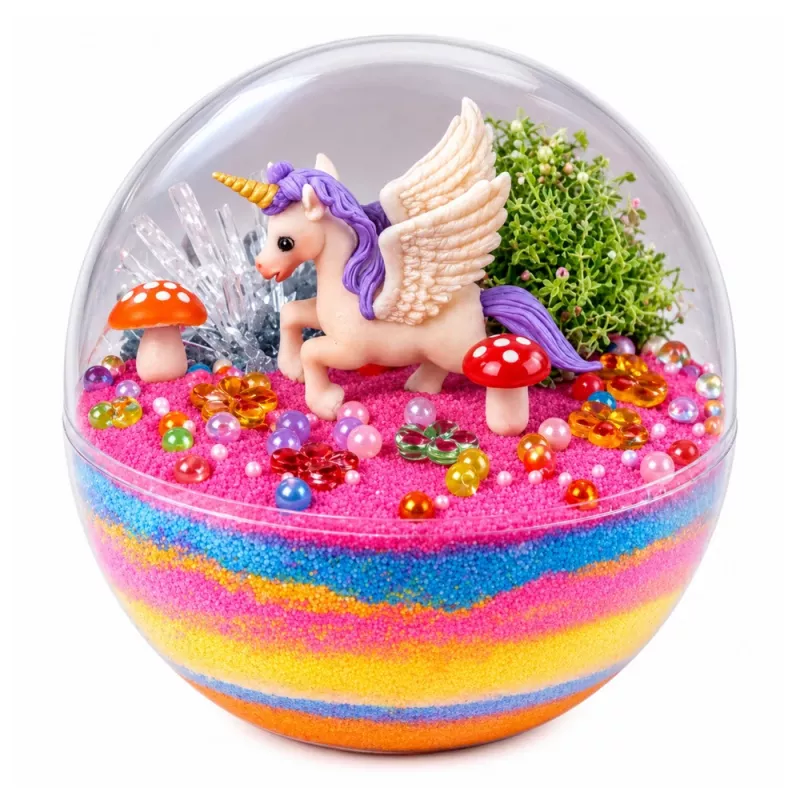 LEAN TOYS kristalgroei-experimenteerset eenhoorn-terrarium met DIY-verlichting