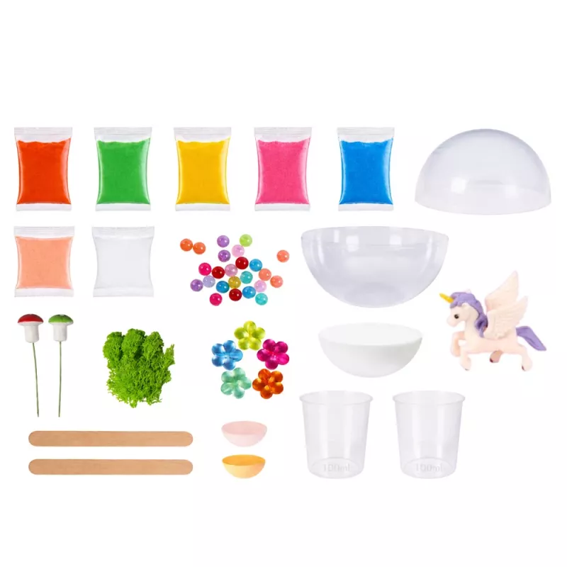 LEAN TOYS kristalgroei-experimenteerset eenhoorn-terrarium met DIY-verlichting