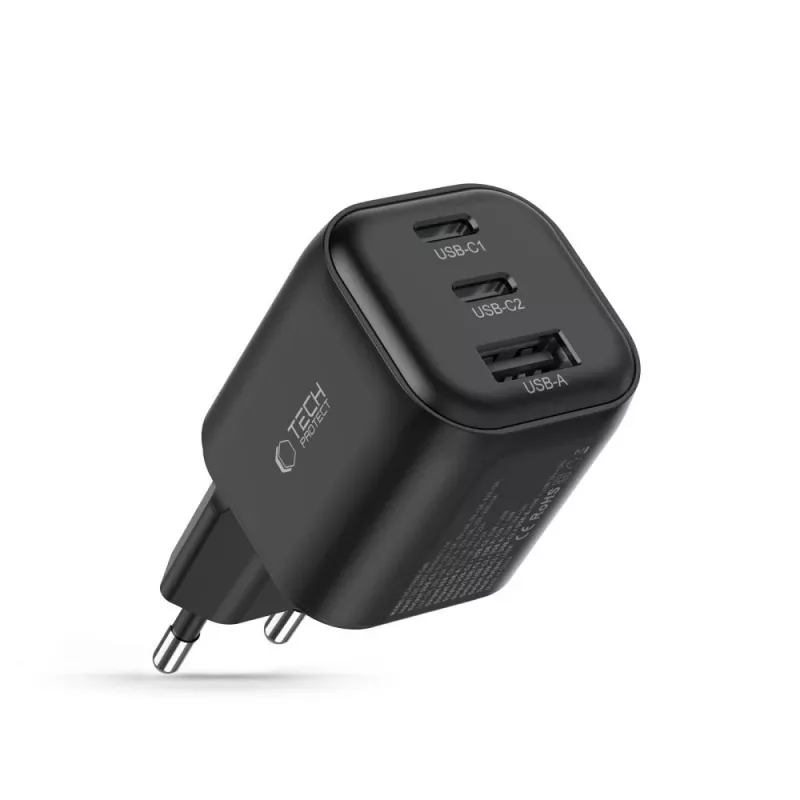 TECH-PROTECT NCA100W-GaN 3-poorts GaN-voeding 100W PD 3.2 / QC3.0 zwart