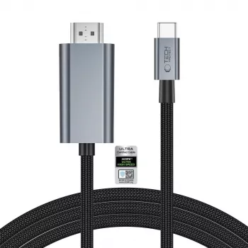 TECH-PROTECT ULTRABOOST kabel USB-C naar HDMI 2.1 8K 60Hz 200cm ijzergrijs