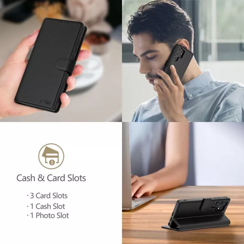 Tech-Protect portemonneehoes voor Samsung Galaxy S25 Edge zwart