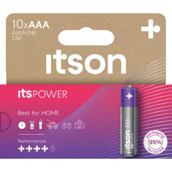 ITSON LR03IPO/10HH AAA alkaline batterijen 10-pack | 1,5V LR03 MN2400 langdurig, lekvrij, kwikvrij