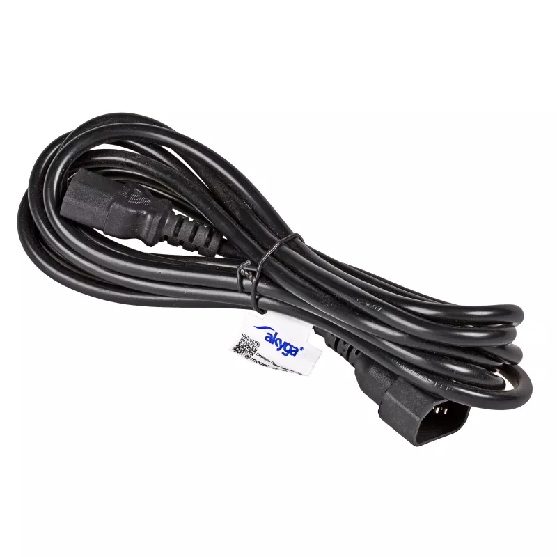 Akyga AK-PC-07C verlengkabel CU IEC C13 naar C14 3m zwart
