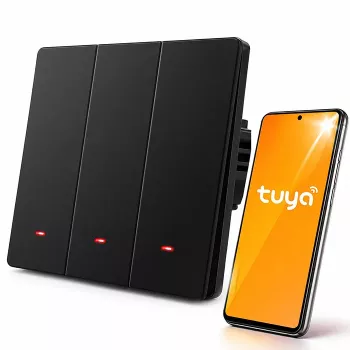 Qoltec 3-kanaals smart Wi-Fi touch-lichtschakelaar, zwart