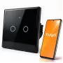 Qoltec 52712 smart touch 2-kanaals wlan-lichtschakelaar, gehard glas, zwart