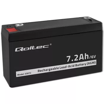 Qoltec AGM-accu 6V 7,2Ah VRLA oplaadbaar, verzegelde lood-zuur, onderhoudsvrij