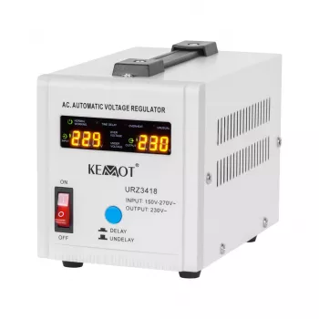 KEMOT SER-500 Automatische spanningsstabilisator 500VA 300W relais-type 230V AC uitgang Schuko-stopcontact LED-indicatoren