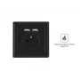 LANBERG AC-WS01-USB2-E-B inbouw-French-stopcontact met dubbele USB-oplader, 230V 16A, zwart