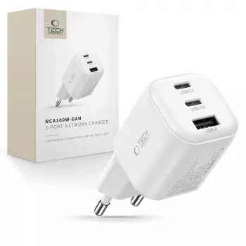TECH-PROTECT NCA100W-GAN-AVS 3-poorts GaN-netlader PD 3.2 100W / QC3.0 wit
