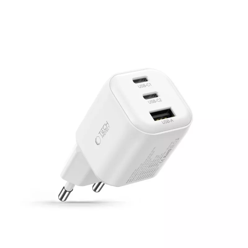 TECH-PROTECT NCA100W-GAN-AVS 3-poorts GaN-netlader PD 3.2 100W / QC3.0 wit