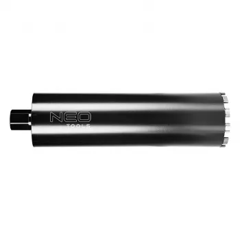 NEO TOOLS 57-864 diamantkernboor voor kernboormachines, 122 mm diameter, 470 mm werklengte, 1 1/4 inch UNC-schroefdraad, 11 segmenten, natboren, GRAPHITE PRO-serie
