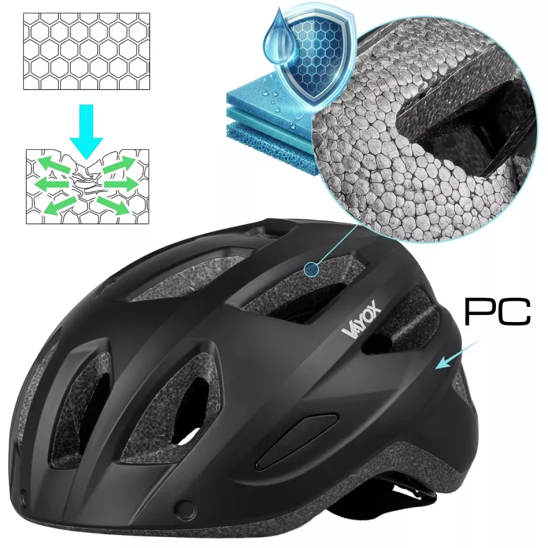 Vayox Kask Active matzwarte fietshelm met LED M