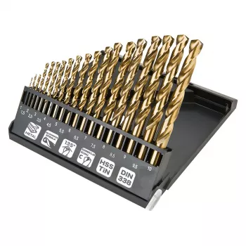 NEO TOOLS 19-delige HSS-TiN metaalborenset 1,0-10,0 mm