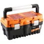 NEO TOOLS 18 gereedschapskist TOP-84-102 | uitschuifbare organizer met 2 vakken en metaalsluitingen