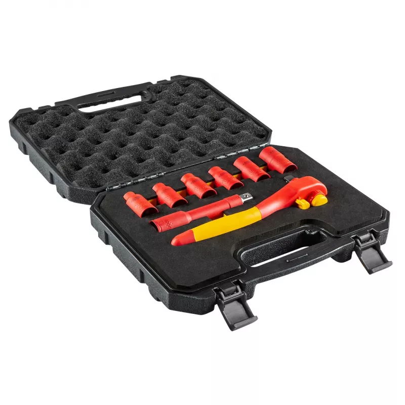 NEO TOOLS 01-307 geïsoleerde dopsleutelset 1000V, 8-delig, 1/2 inch aandrijving, metrisch, VDE-gecertificeerd